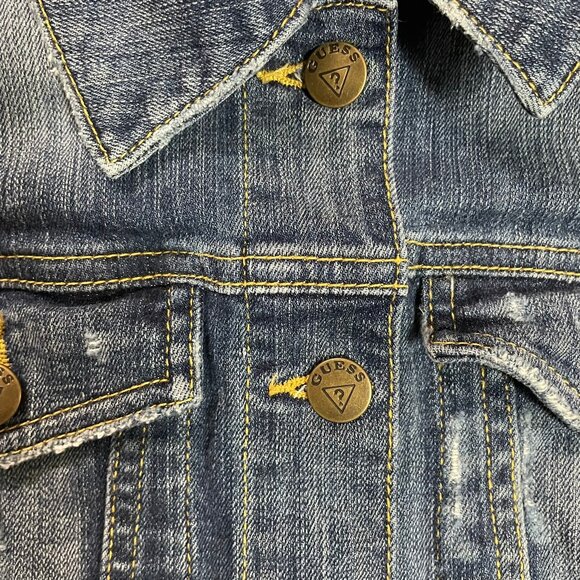 VINTAGE GUESS JEANS Womens Sz Small‎ Blue Button Front Denim Vest - Picture 3 of 9